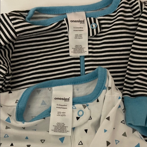 Onesies By Gerber Footie Pajamas 0-3 months Set of 4 Assorted Prints Baby Infant - Picture 5 of 6